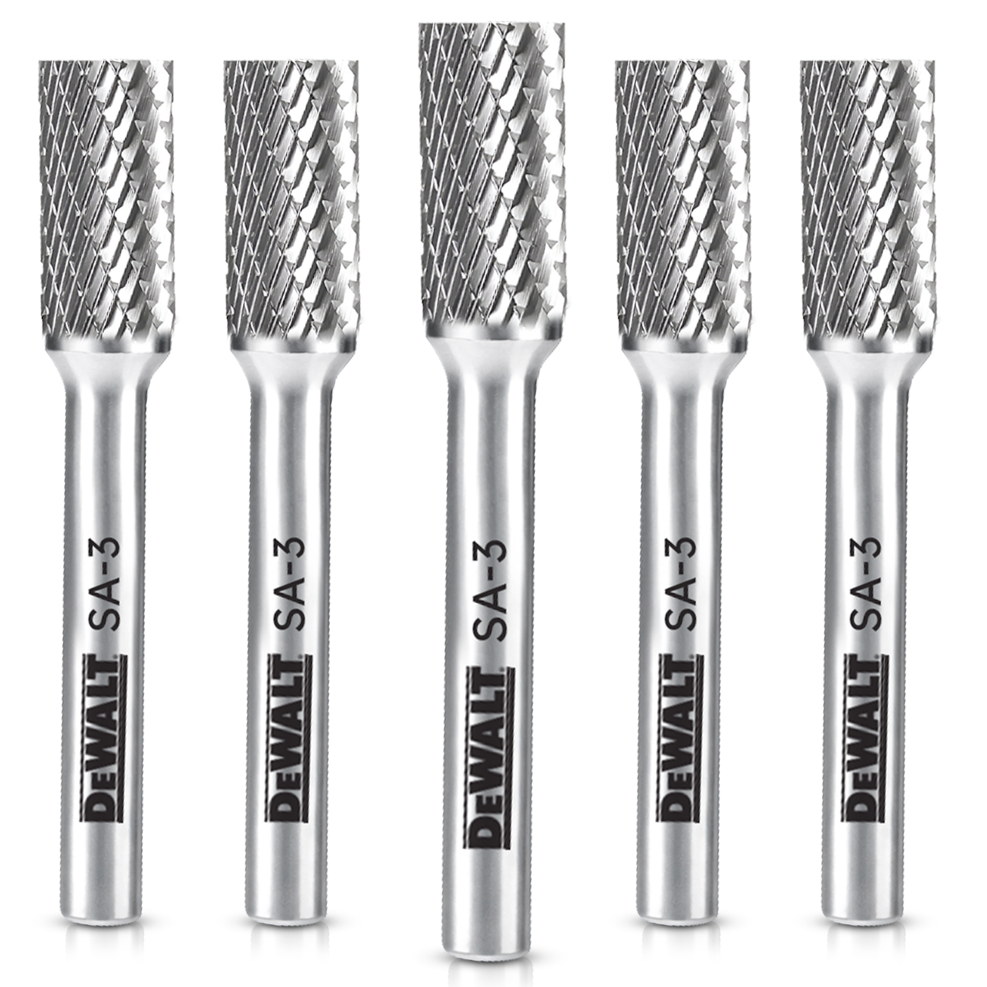 DeWalt Carbide Burr Set — 5-Piece, SA-3, Double-Cut Teeth, Tungsten Carbide Steel, Model# DXCBTJSA3-5